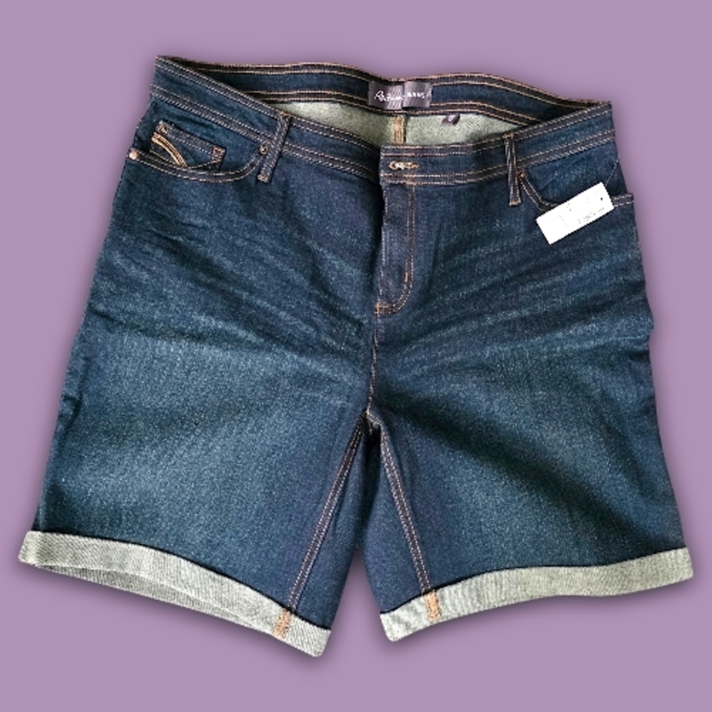 Shorts sz 16 Reitmans Deep Indigo Rolled Hem Denim -New with Tag- Summer Staple